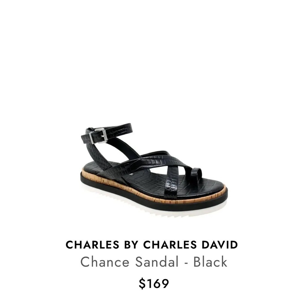 Like new Charles David Women’s Black strap sandal and cork detail Size 9.5/10 - Picture 3 of 10